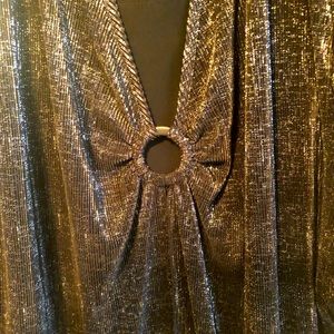 Maggie Barnes for Catherine’s dress top, 4X black w/ silver shimmer